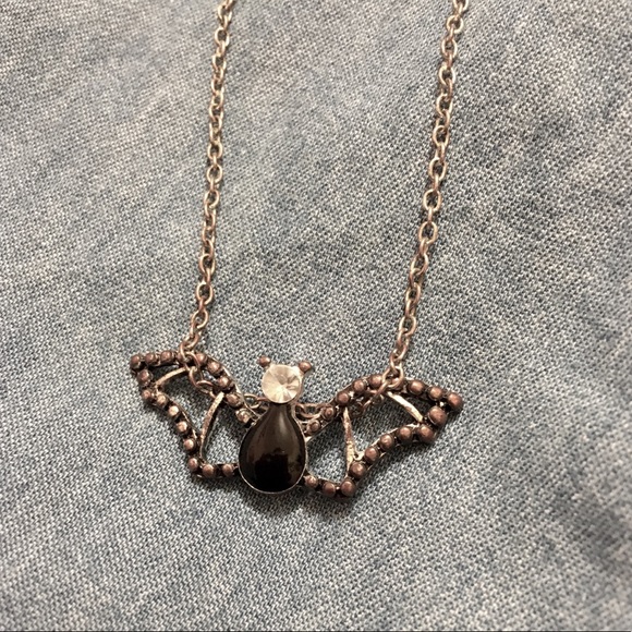 Bat Silver/Rose Gold Necklace, Diamond/Bronze - Picture 3 of 5